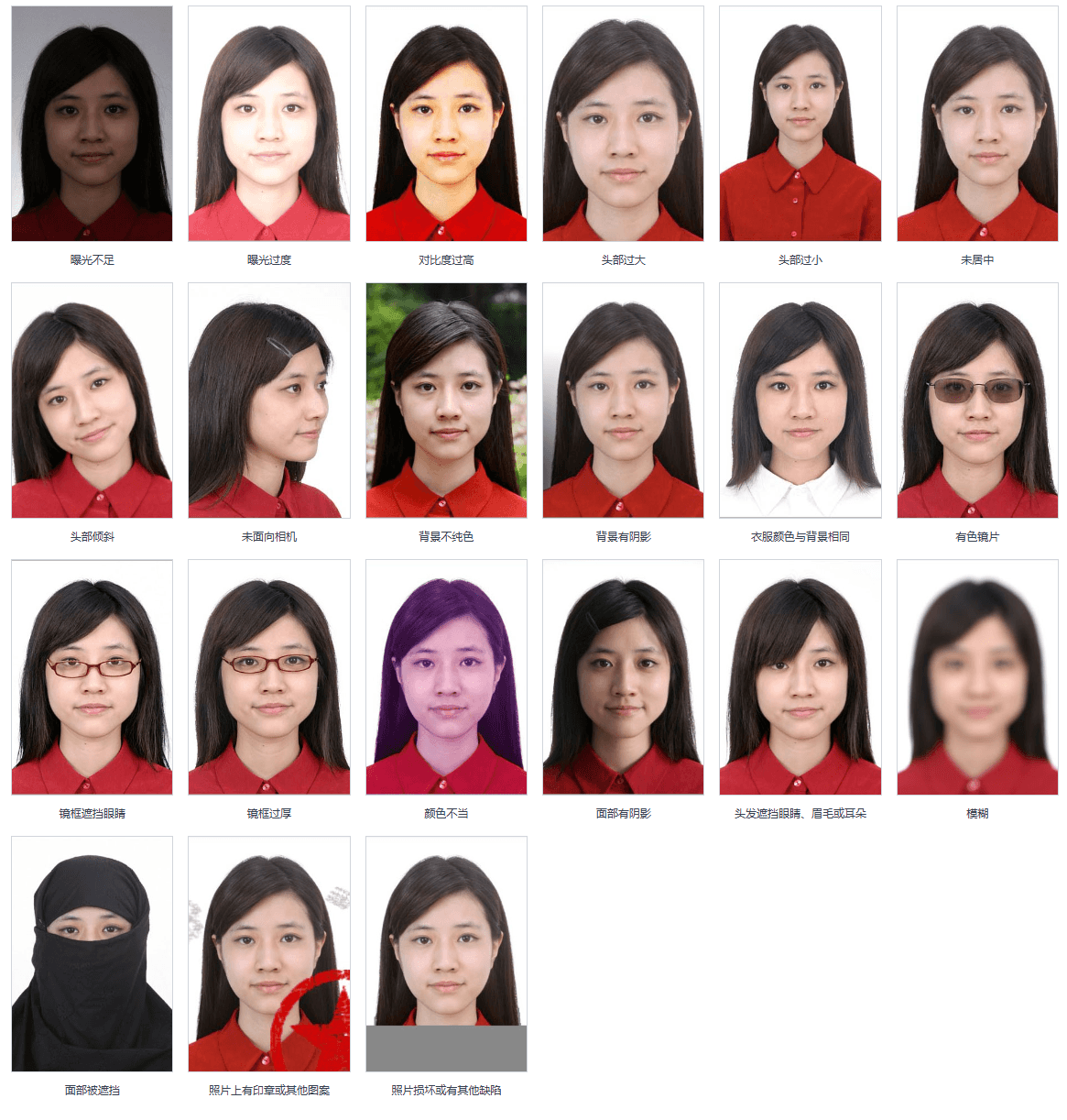 Common non-compliant photo examples